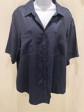 NORDSTROM Navy Button-Down Women's Shirt